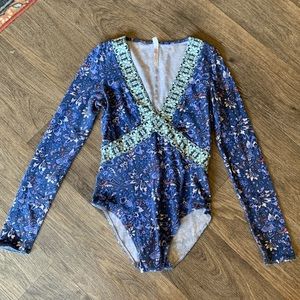 Free People Patterned Bodysuit